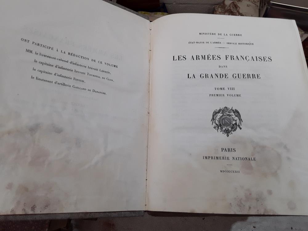 6 LIVRES ARMÉES FRANÇAISES TOME VIII ET IX 1ERS VOLUMES ET 4 ANNEXES 1915