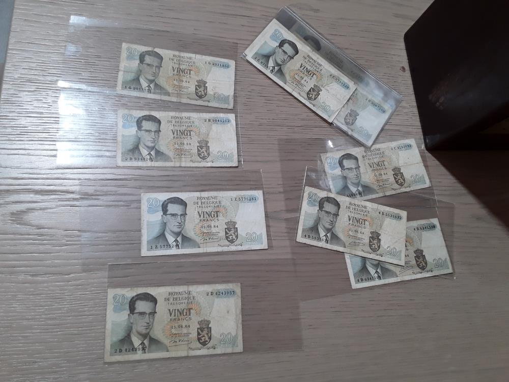 17 BILLETS LOT  DE 20 FRANC ROI BAUDOIN 1964