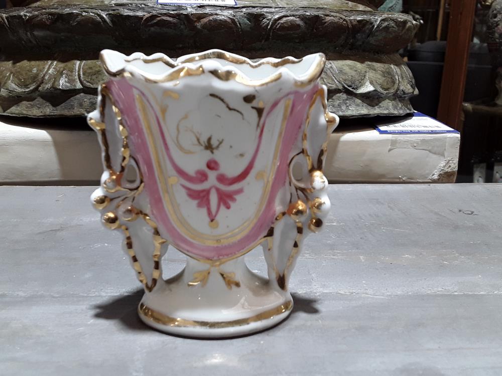 CORNET PORCELAINE ROSE ET OR 