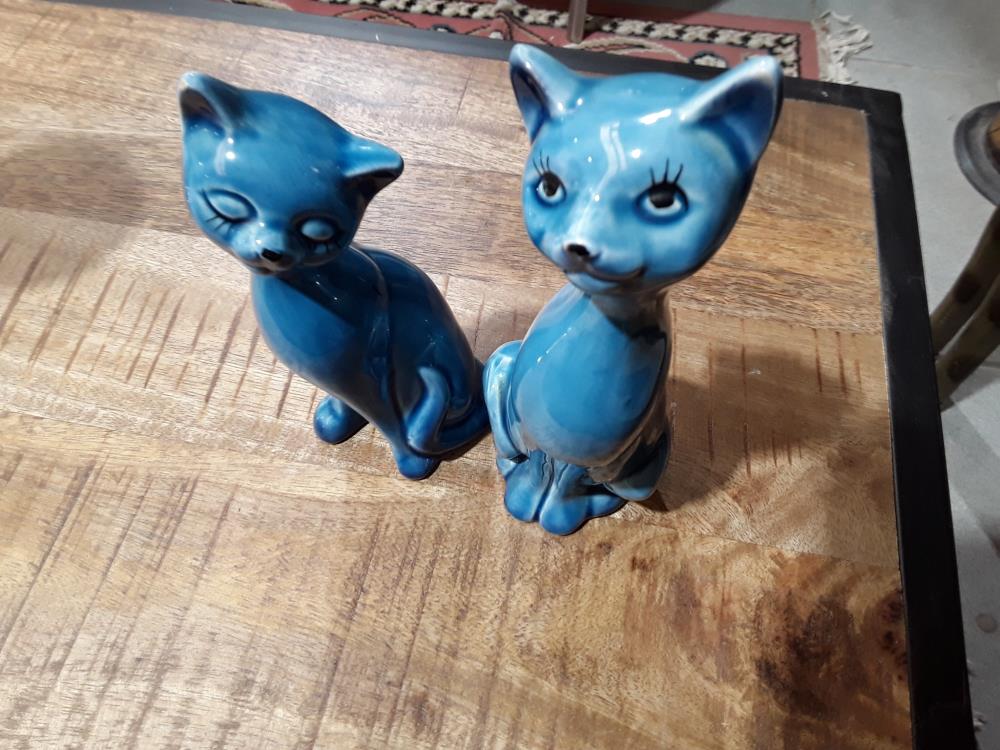 PAIRE DE CHATS BLEU ANNÉE 60