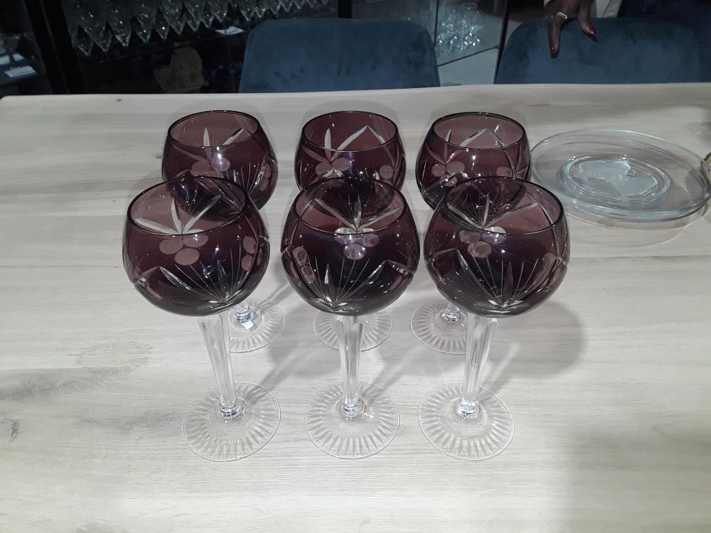 SERIE DE 6 VERRES EN VAL ST LAMBERT TAILLÉ 