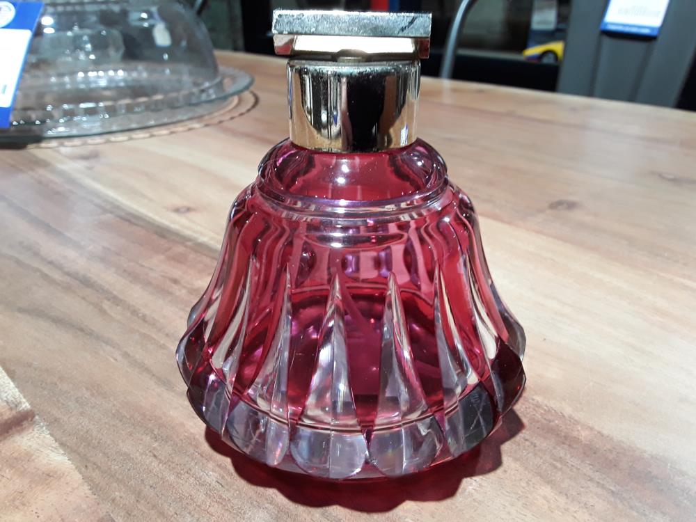 FLACON A PARFUM VAPORISATEUR EN CRISTAL TAILLÉ VAL ST LAMBERT