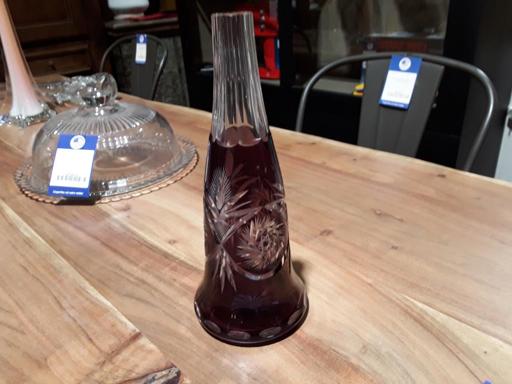 VASE EN VAL ST LAMBERT SOLIFLOR MAUVE ART DECO 