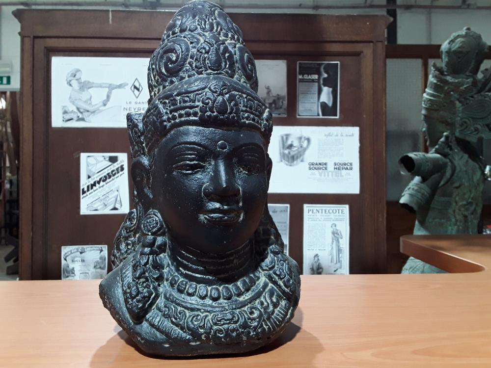 BUSTE DE SHIVA DECO JARDIN PIERRE RECONSTITUÉE 28CM