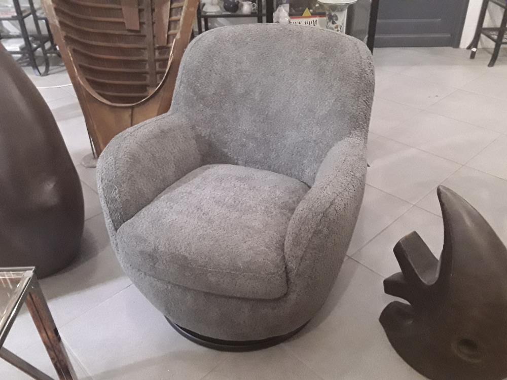 FAUTEUIL CLUB DESIGN GRIS RETRO DECO VINTAGE 