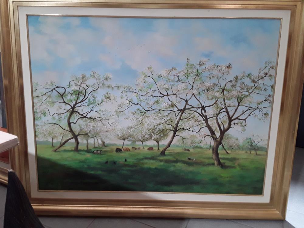 PEINTURE À L'HUILE VERGÉ GRAND FORMAT