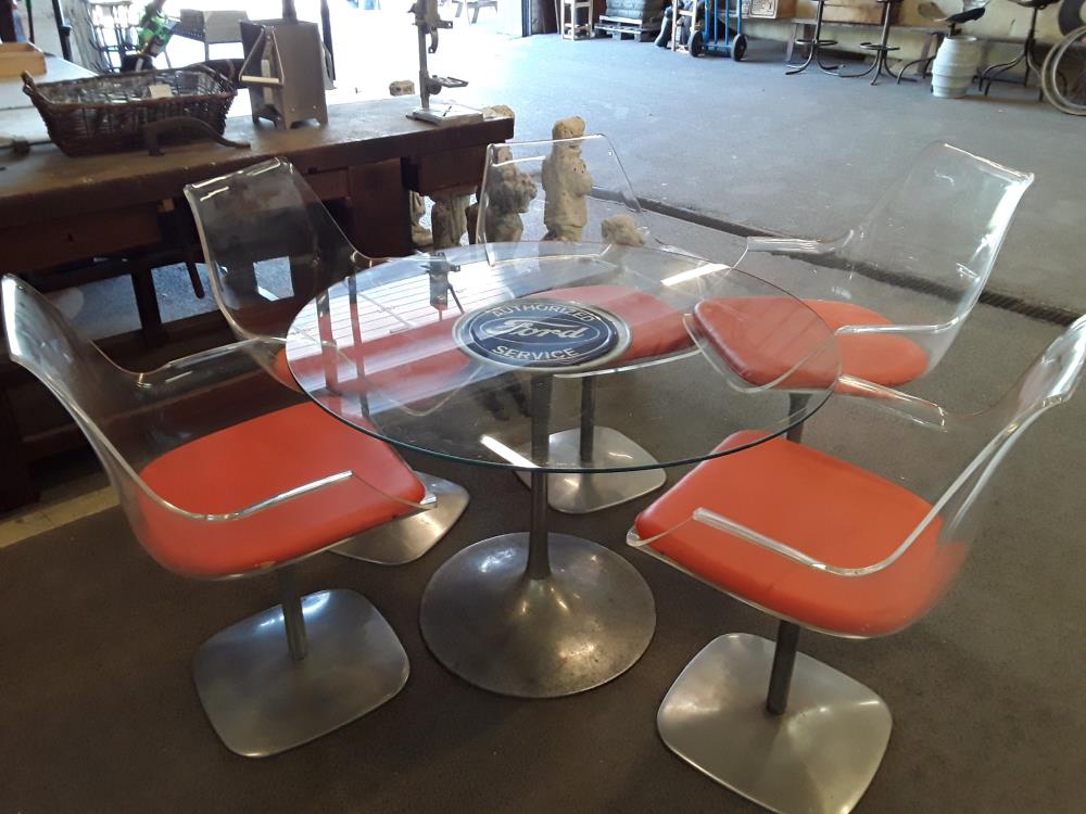 ENSEMBLE AIRLINE ÉDITION RAUSHE ALTUGLAS 1960 6 FAUTEUILS + TABLE 