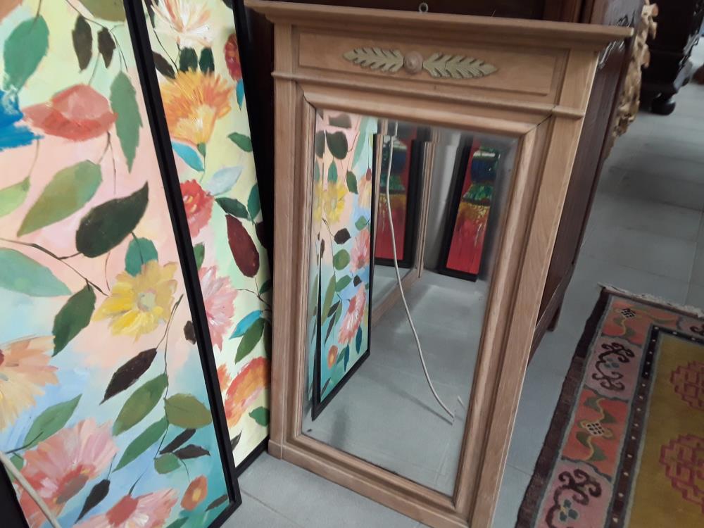 MIROIR DÉCO VINTAGE EN CHÊNE SABLÉ 