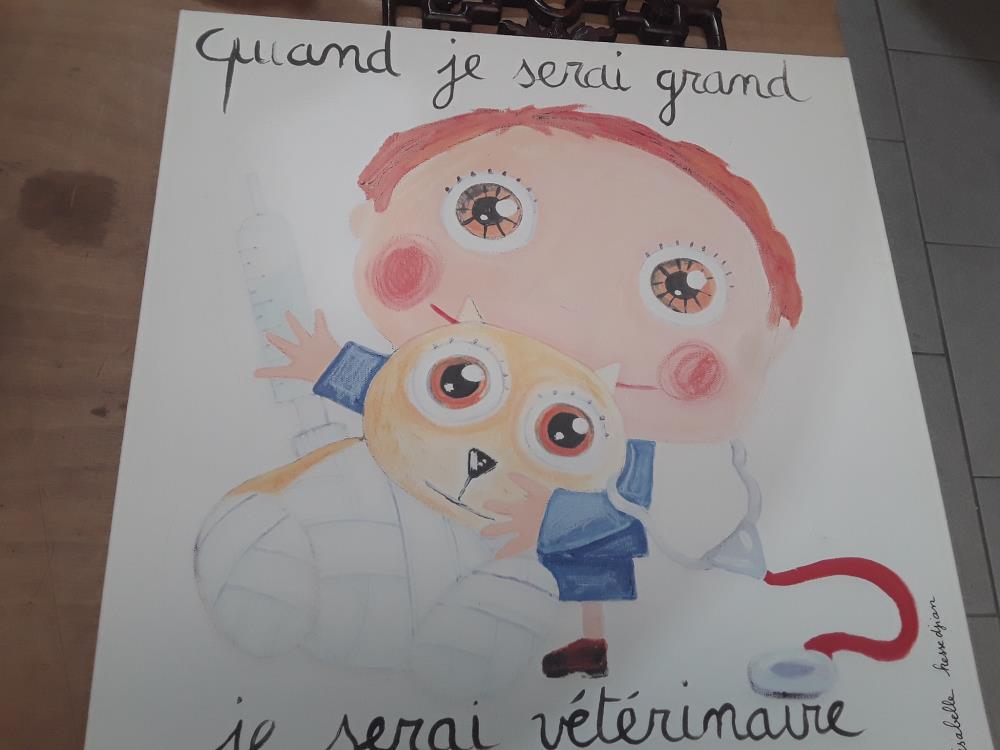 TABLEAU REPRODUCTION ISABELLE  KESSEDJIAN QUAND JE SERAI GRAND JE SERAI VÉTÉRINAIRE 