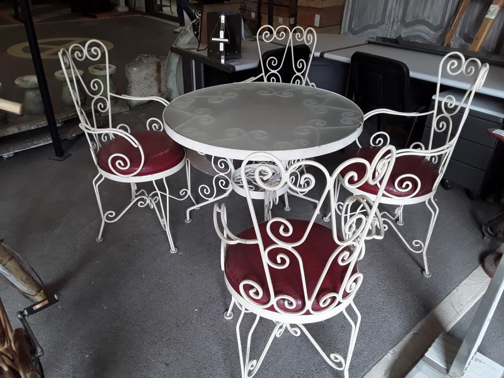 TABLE DE JARDIN AVEC 4 CHAISES DECO RETRO VINTAGE