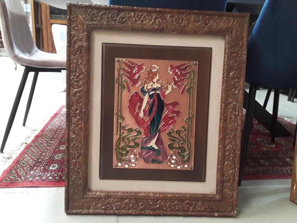 TABLEAU ART NOUVEAU CUIVRE REPOUSSÉ 