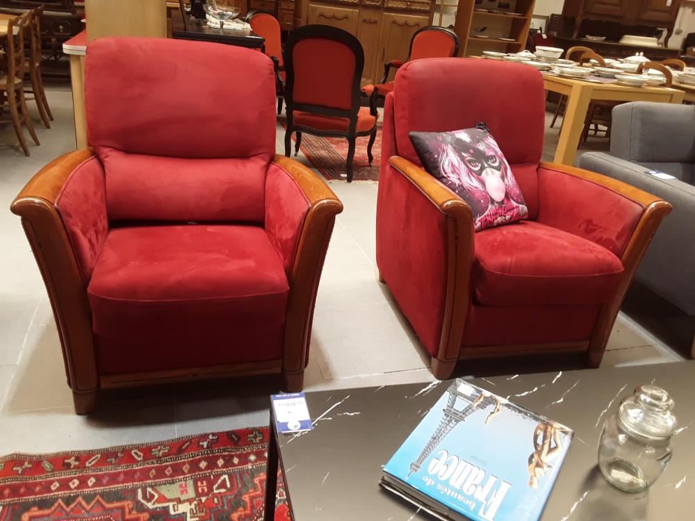 SALON VELOURS ROUGE 3+1+1