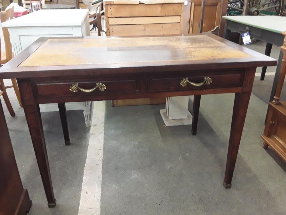BUREAU PLAT 2 TIROIRS EN PALISSANDRE DU HONDURAS