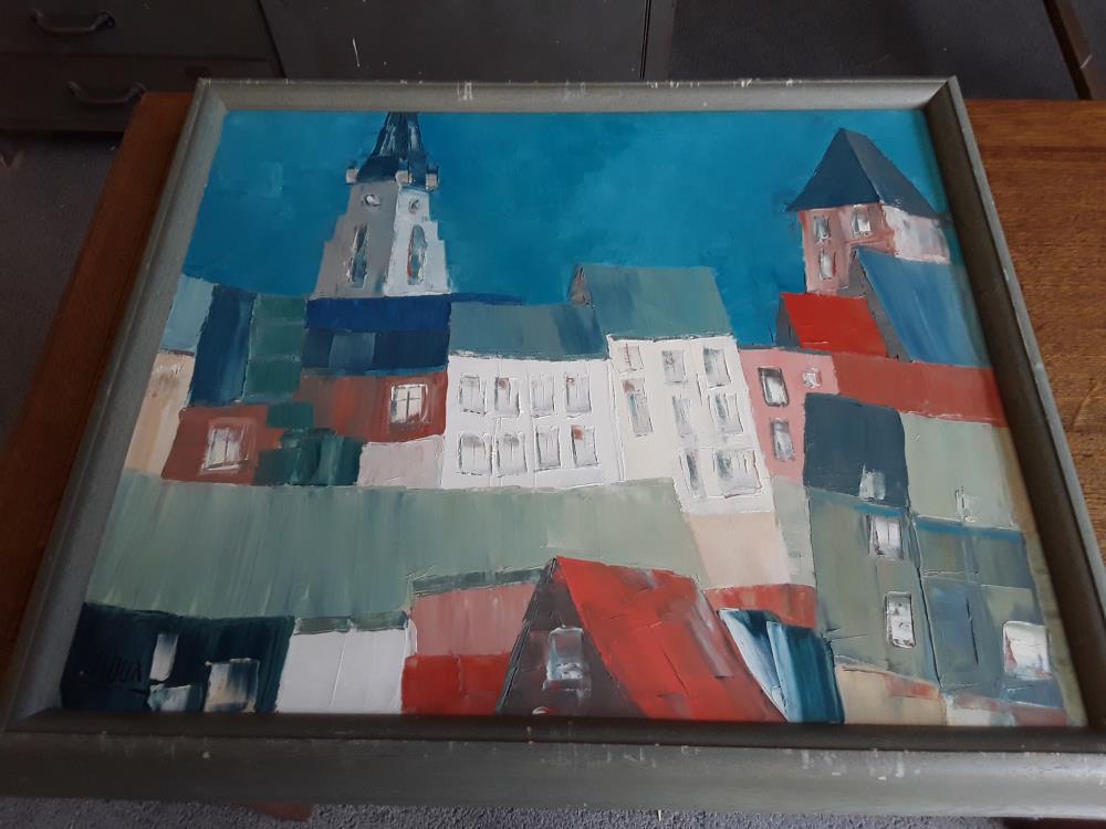 PEINTURE SIGNEE ROUX À FORME GÉOMÉTRIQUE GOSSELI