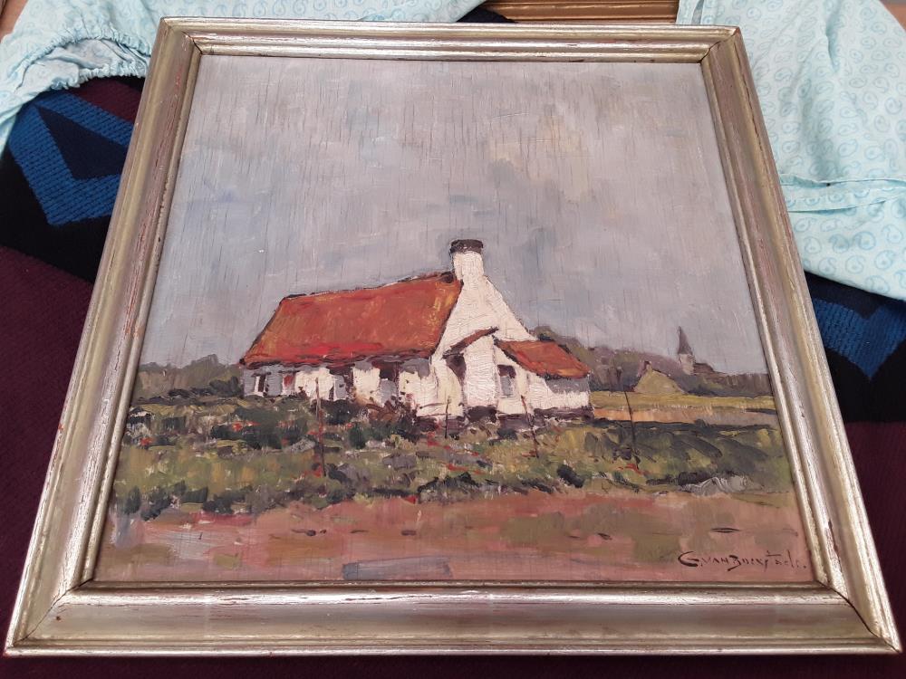 PEINTURE À L'HUILE SUR PANNEAU LONGERE FLAMANDE 