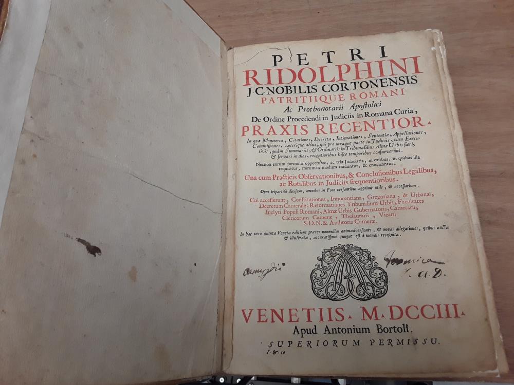 LIVRE 1703 PETRI RIDOLPHINI PRATIIQUE ROMANI 