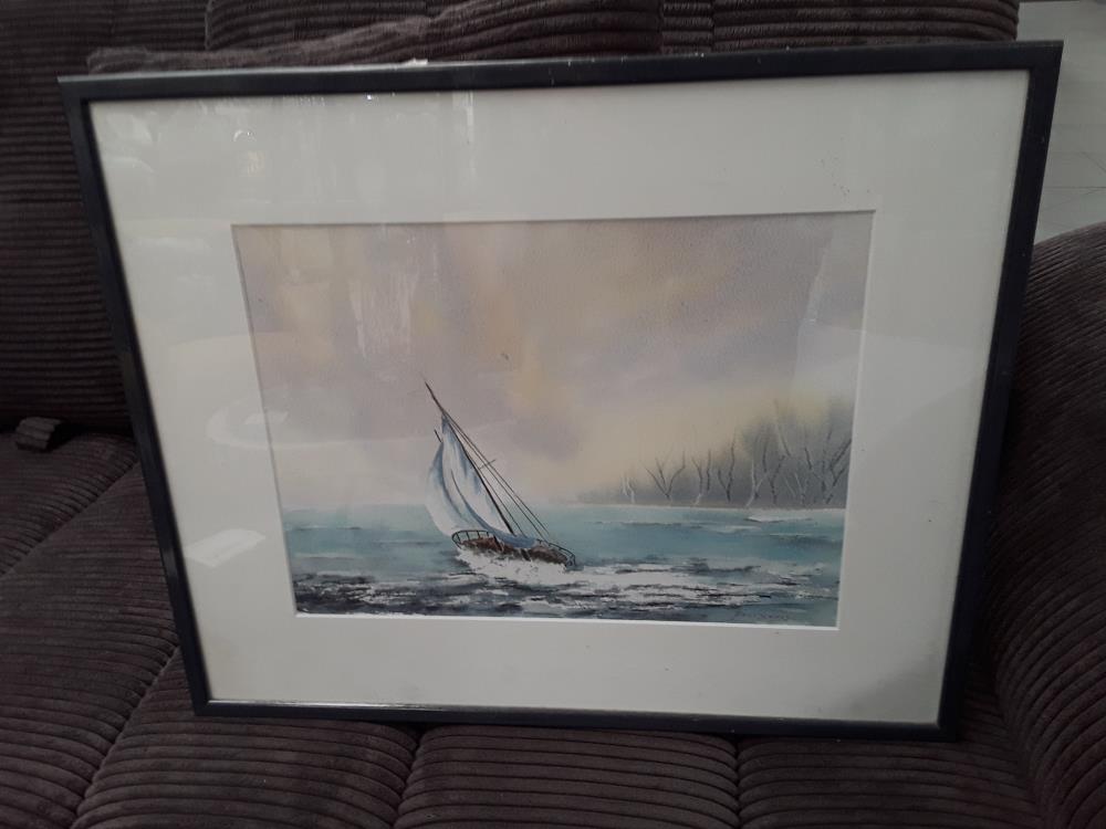 TABLEAU AQUARELLE  BATEAU