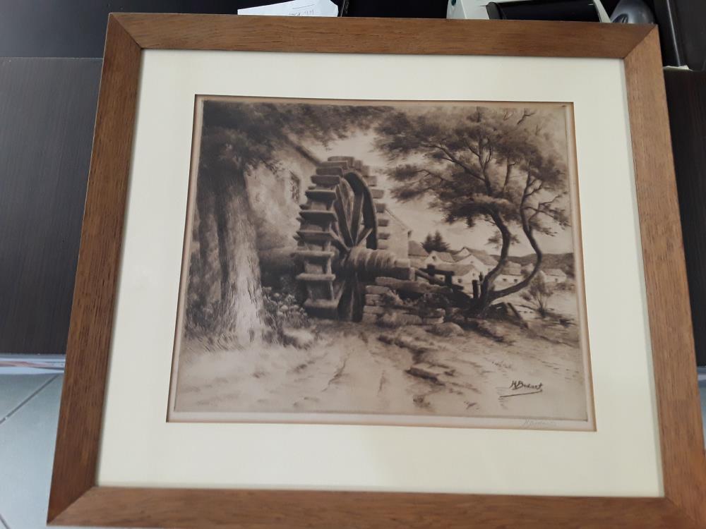 LITHOGRAPHIE SIGNEE H BODART LE VIEUX MOULIN D'ARDENNE 