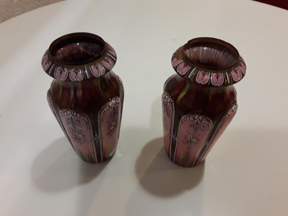 PAIRE DE VASE 19EME EN CUIVRE EMAILLÉ