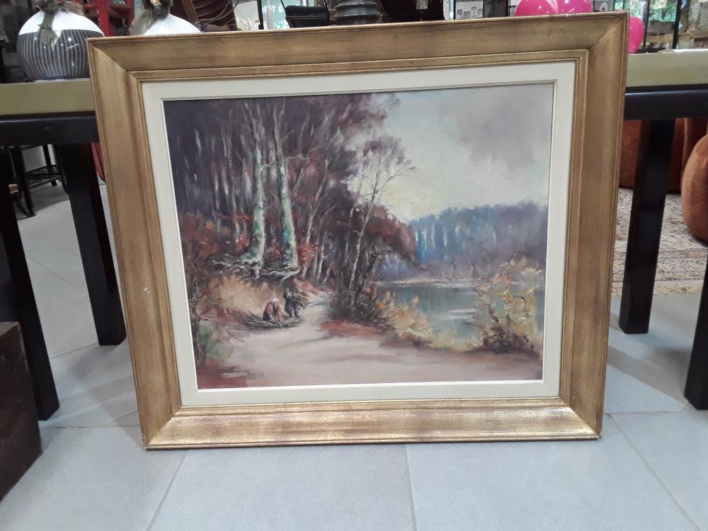 PEINTURE SUR TOILE "SOUS BOIS LE FAGOTAGE"