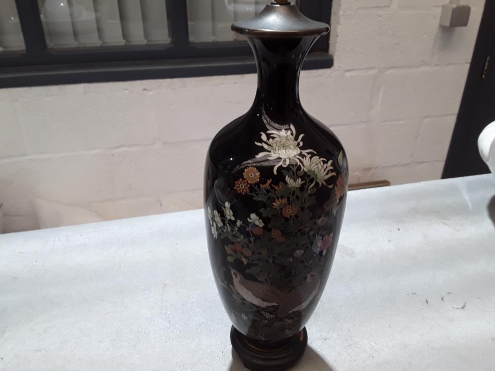 LAMPE VASE  CLOISONNÉ + ABAT JOUR 