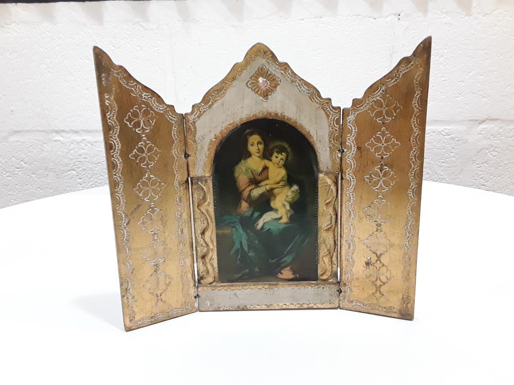 CADRE VIERGE À L'ENFANT AVEC PANNEAUX LATÉRAUX