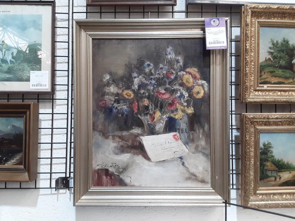PEINTURE À L'HUILE SUR TOILE NATURE MORTE SIGNÉE F. JORWITZ
