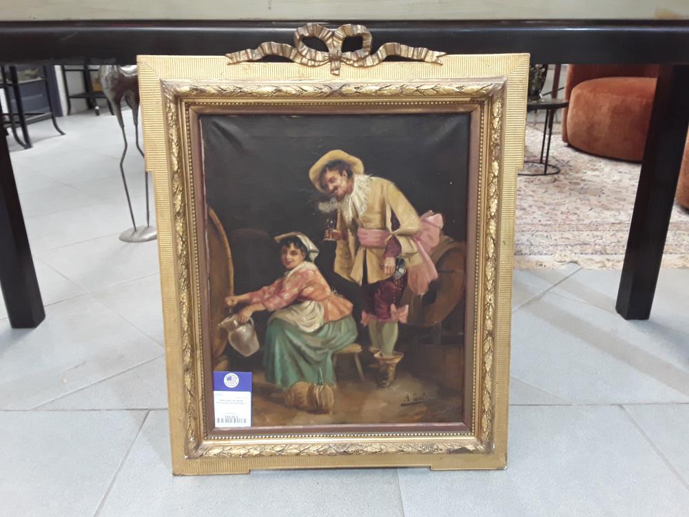 PEINTURE FIN 19EME INTITULÉE LES AMOUREUX 