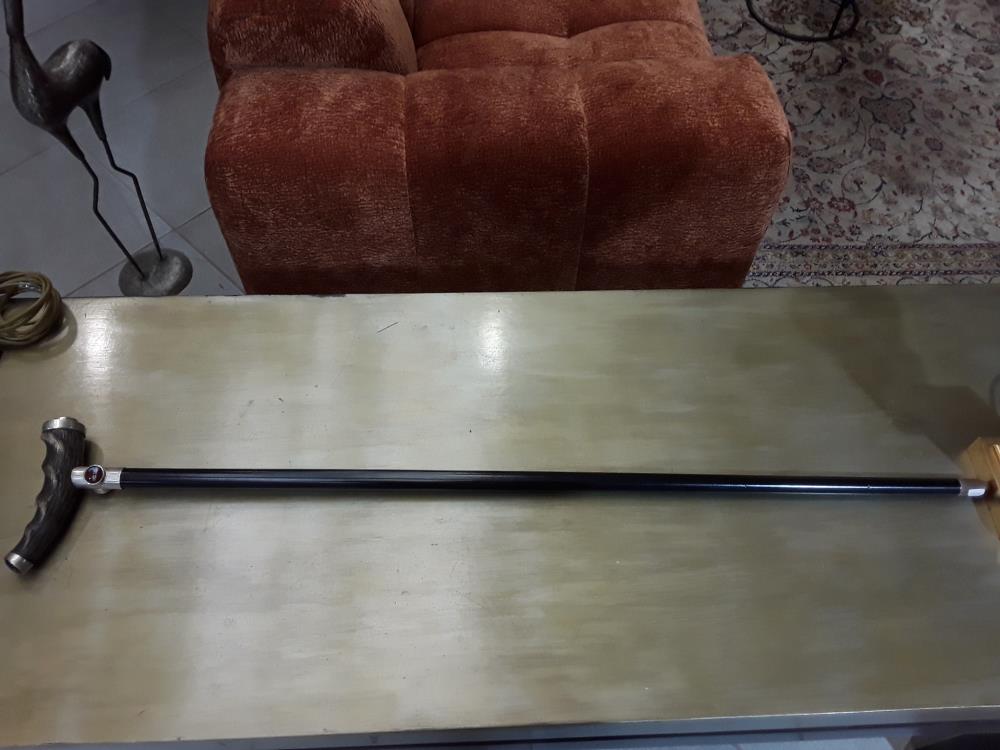 CANNE MONOGRAMÉE GENTILHOMME CORNE EBEN INCRUSTATION 