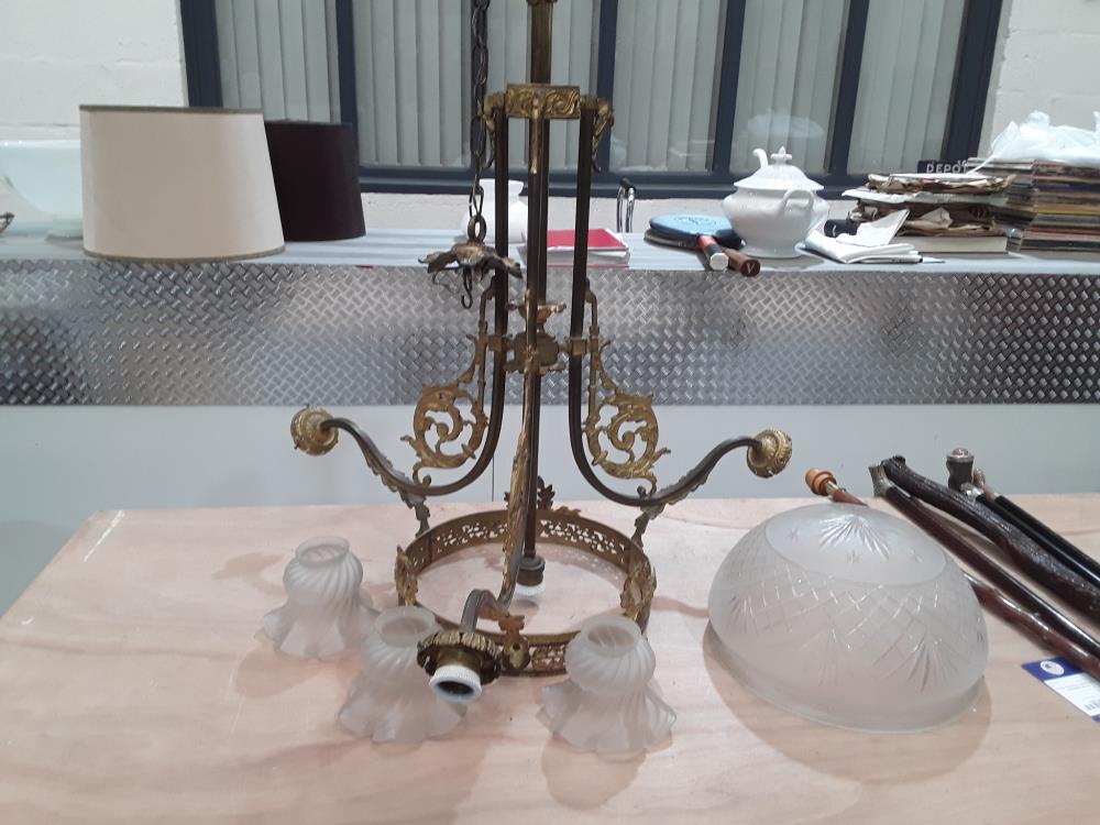 LUSTRE NAPOLEON III BRONZE COUPOLE VAL ST LAMBERT 