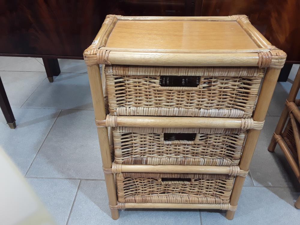 MEUBLE 3 TIROIRS EN OSIER