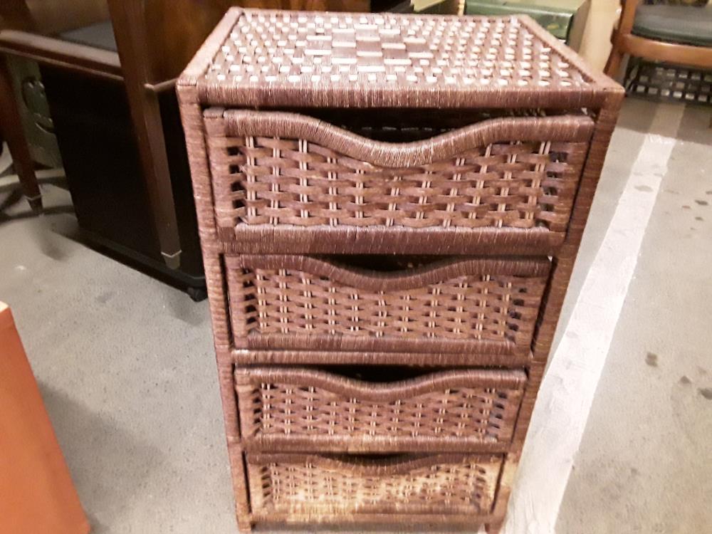 COMMODE EN JONC TRESSÉ RANGEMENT 