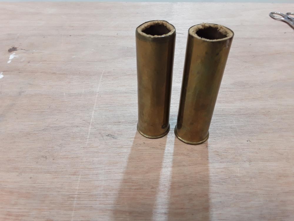 PAIRE DE DOUILLE EN CUIVRE PISTOLET LANCE FUSEE WW1