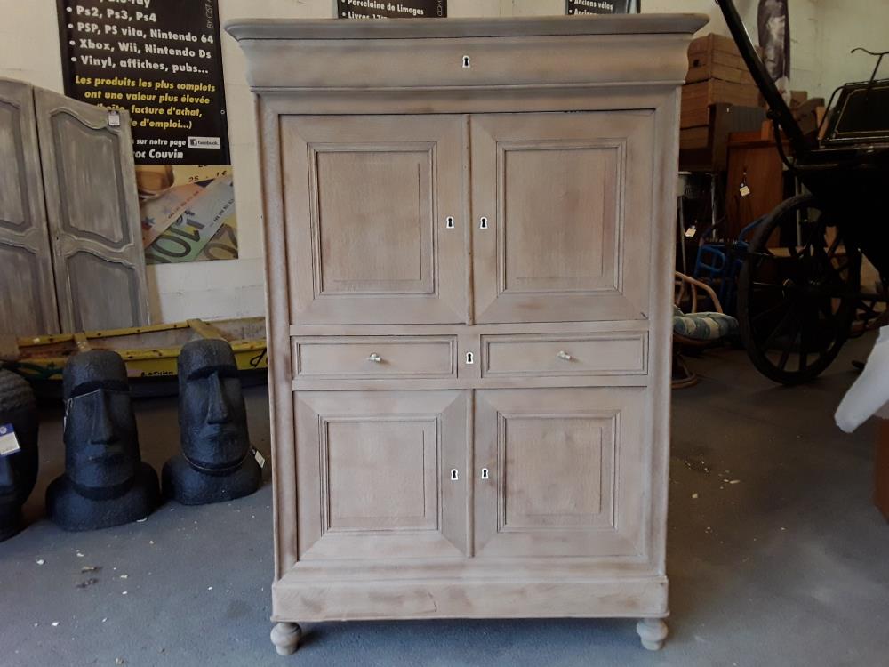 BONHEUR DU JOUR EN CHÊNE LOUIS PHILIPPE 4 PORTES 2 TIROIRS 