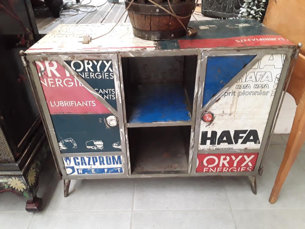 MEUBLE METAL 2 PORTES ET 2 ÉTAGÈRES 