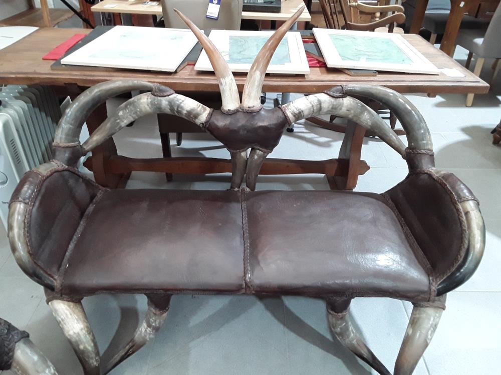 BANQUETTE 2 PLACES CORNE DE ZÉBU DECO LOFT