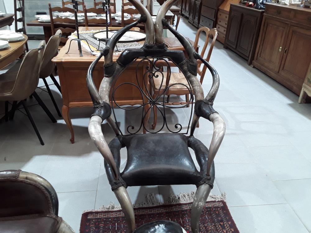 GRAND FAUTEUIL CUIR CORNE DECO LOFT