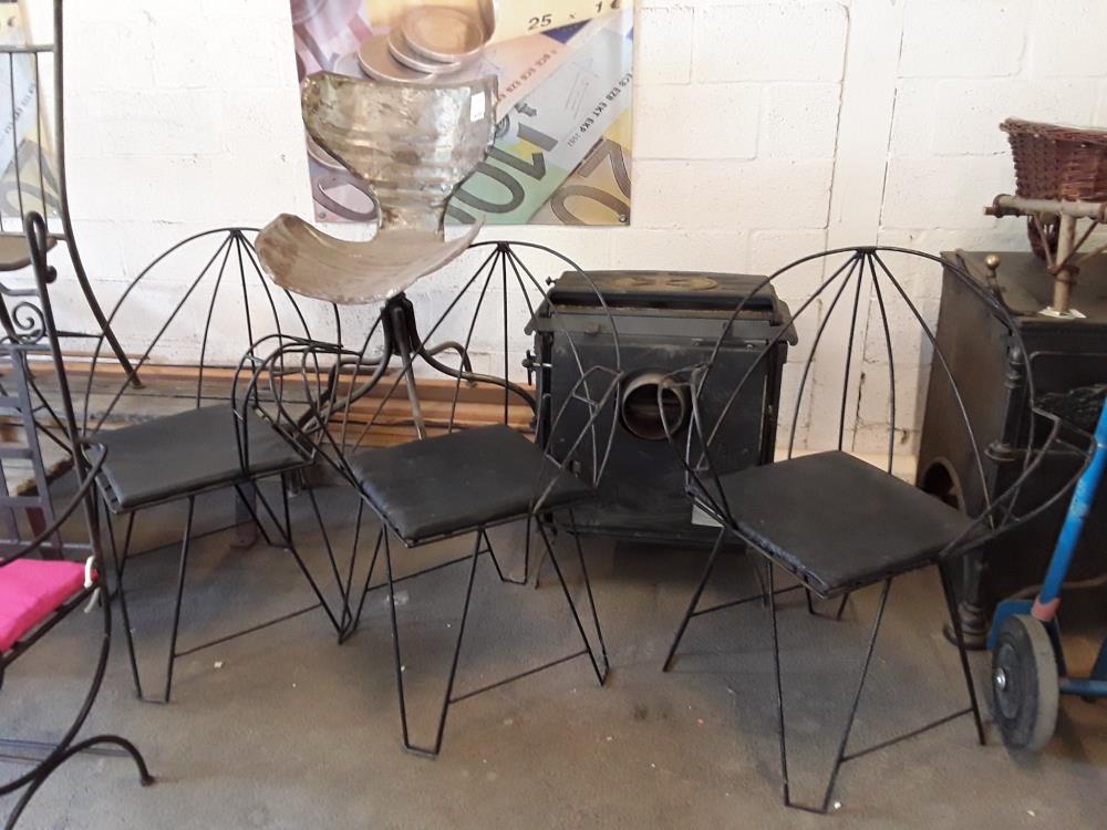 FAUTEUIL METAL ASSISE NOIR DECO MODERNISTE 