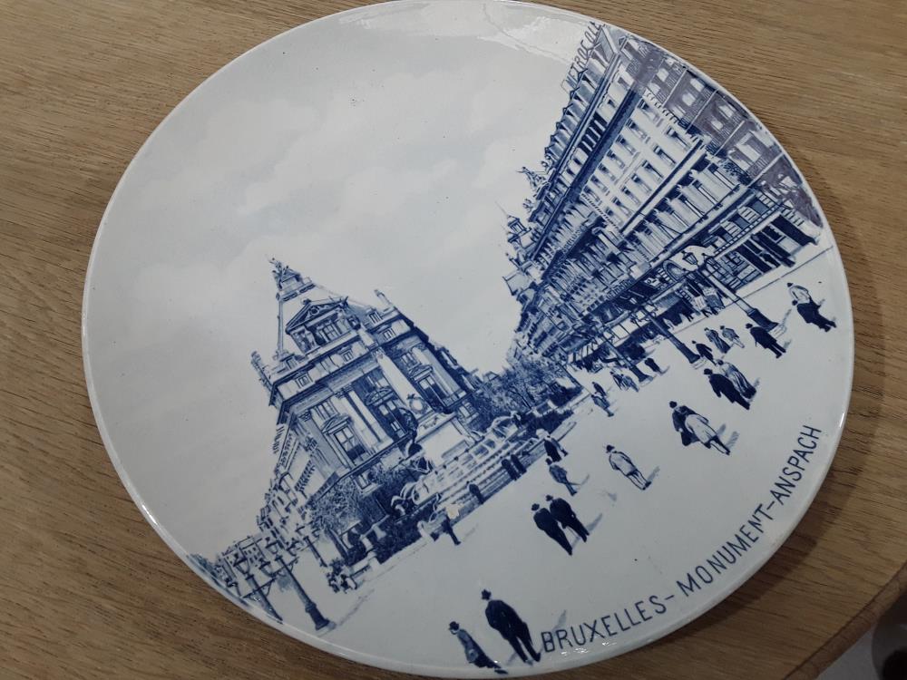 ASSIETTE VUE SUR LE MONUMENT ANSPACH FIN 19EME 