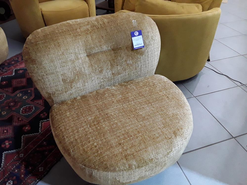 FAUTEUIL CLUB DESIGN ITALIEN MOBILIER D'ARCHITECTE TISSU A DAMIER OR