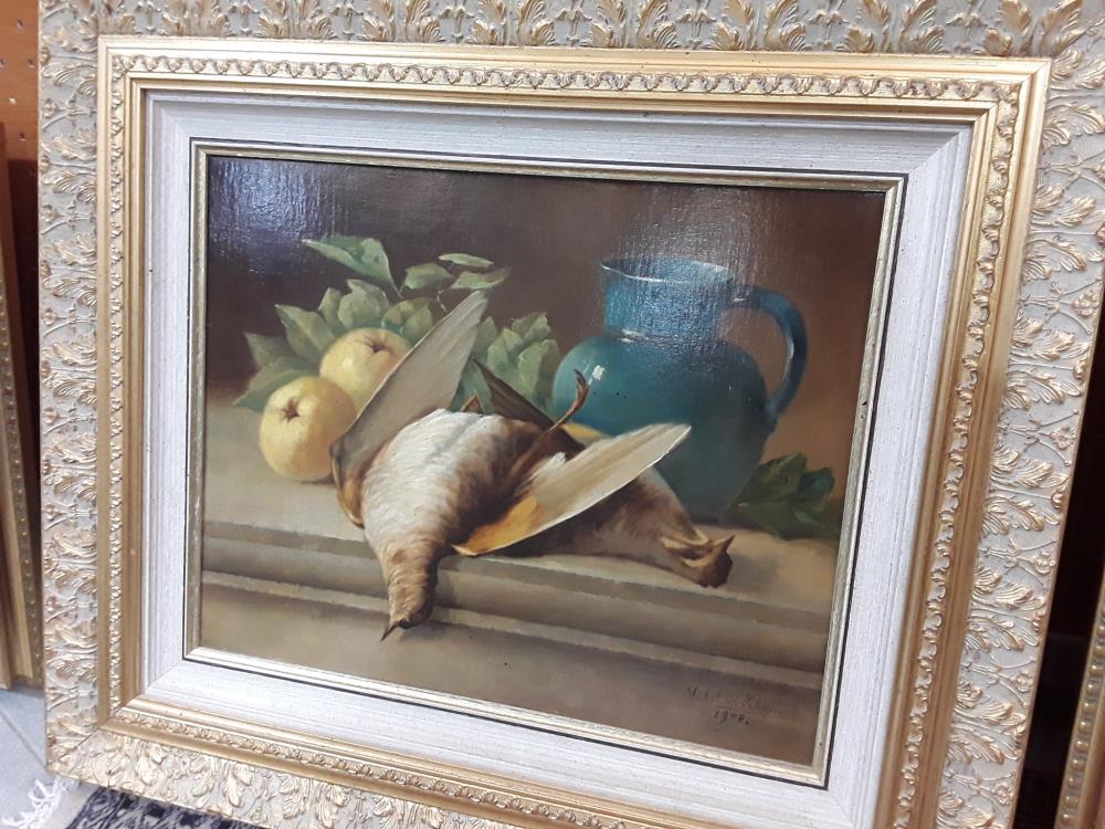 PEINTURE À L'HUILE NATURE MORTE SIGNEE MICHEL DE SCHRYVER 1908