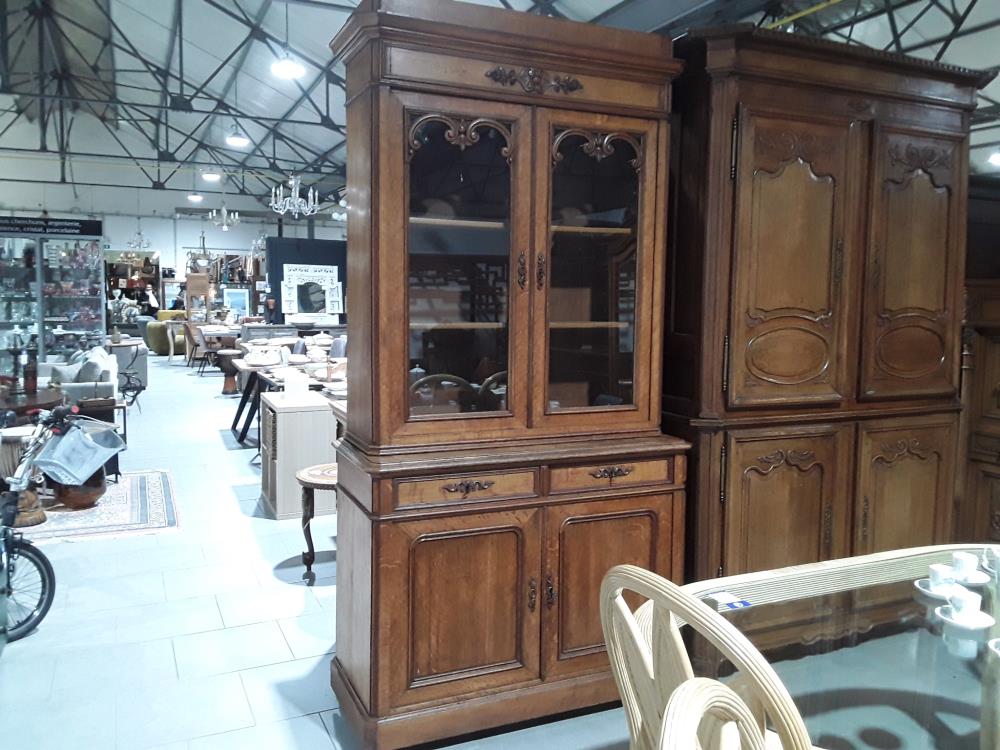 DOUBLE CORPS EN CHENE DESSUS VITRÉ FIN 19EME 