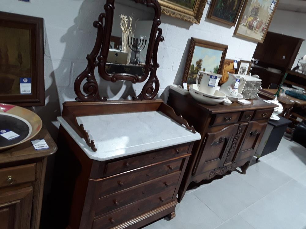 COIFFEUSE ACAJOU ET MARBRE BLANC 