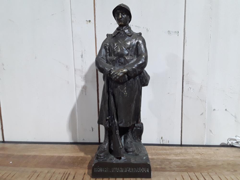 BRONZE SIGNÉ GEORGES COLIN 1876-1917 SOLDAT FRANÇAIS AU CHAMP DE BATAILLE 