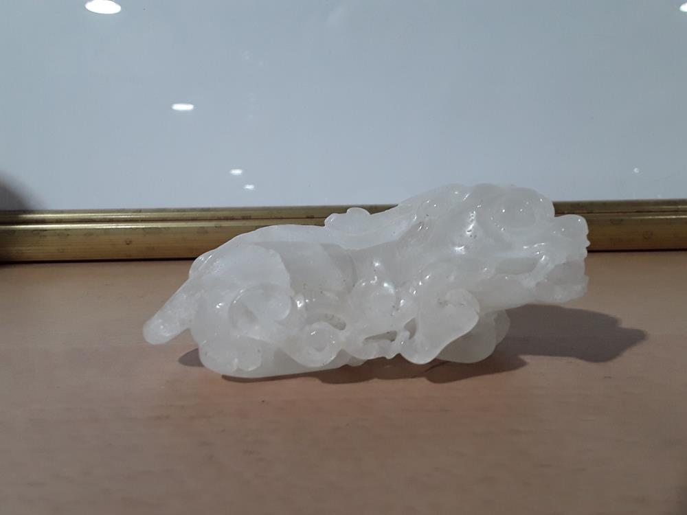 LION CHINOIS EN CRISTAL DE ROCHE FIN 19EME