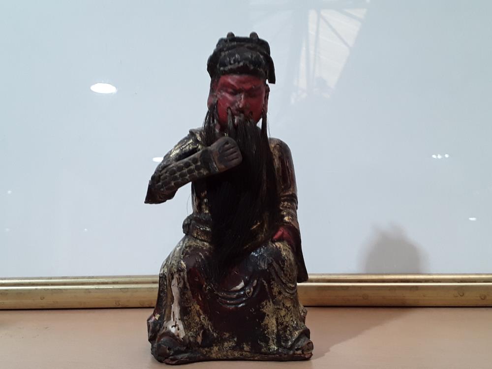 STATUETTE CHINOISE TAOISTE EN BOIS 18EME
