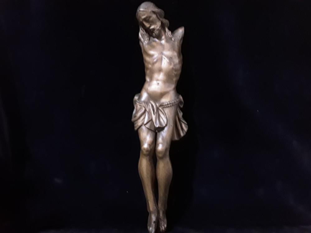 CHRIST EN BOIS SCULPTÉ 19EME TILLEUL OBJET CURIOSITÉ 