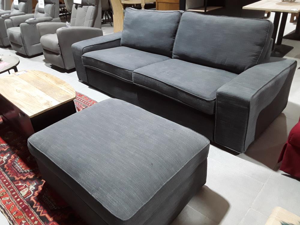 FAUTEUIL AVEC POUF GRIS SOURIS 