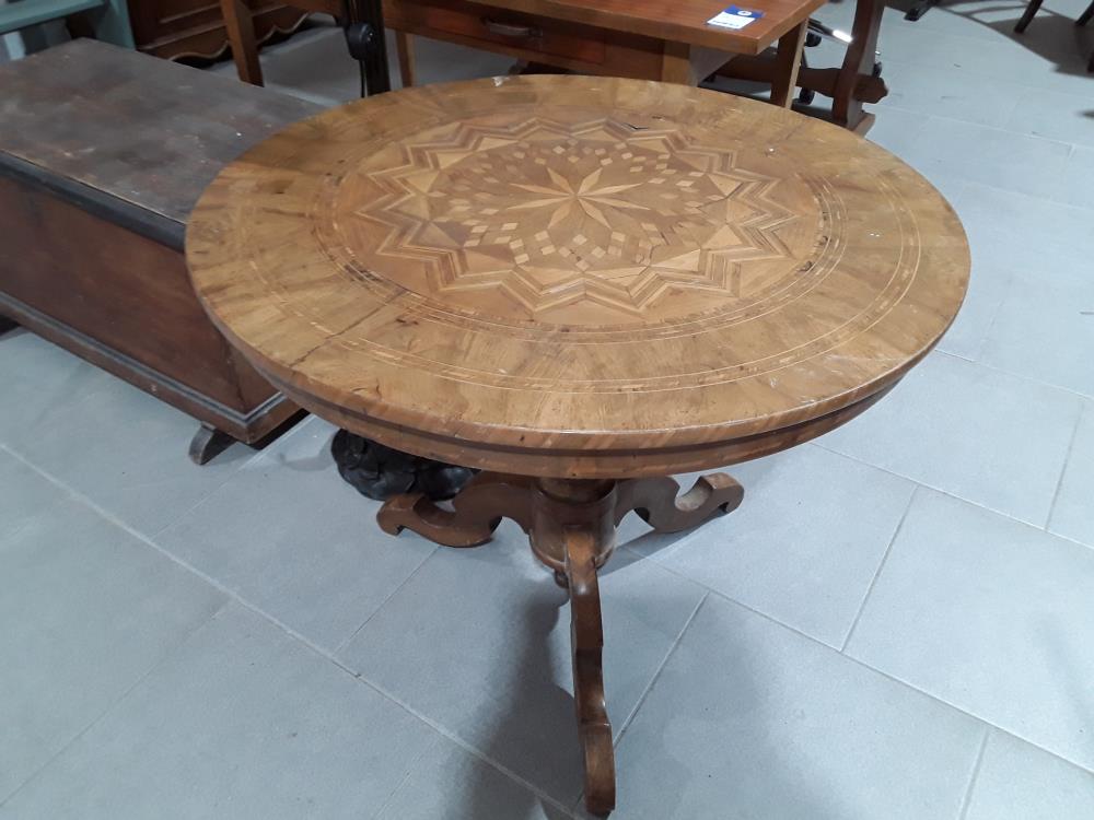 TABLE GUERIDON MARQUETERIE 