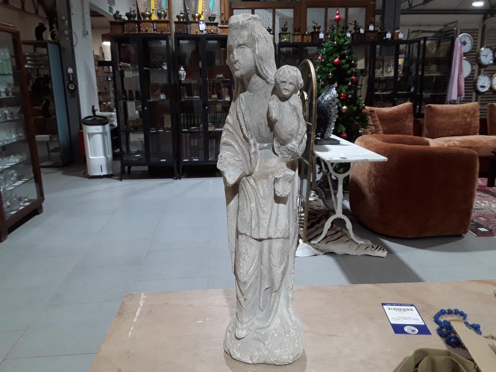 VIERGE A L'ENFANT 18EME EN PIERRE DE FRANCE ORIGINE BOURGOGNE